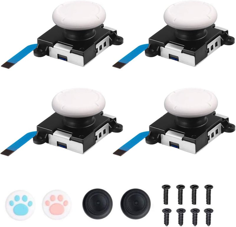 JAOYSTII Joycon Joystick Replacement 4 Pack, 3D Replacement Joystick Analog for Nintendo Switch Joycon, Left/Right Thumb Stick with Thumbstick Grips - Image 1